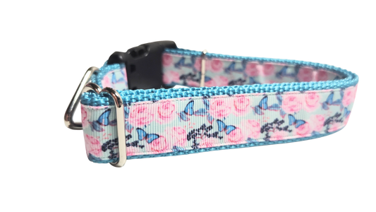 Butterflies and Roses Nylon Dog Collar | Purrfect Pet Kingdom