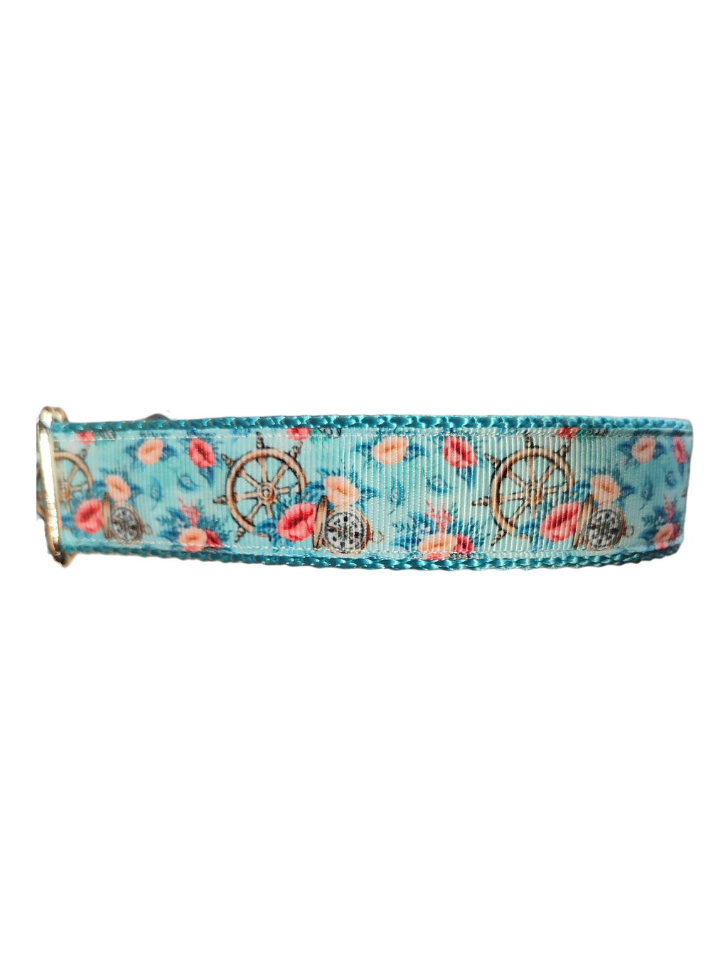 Ship Wheels & Compass Nylon Dog Collar