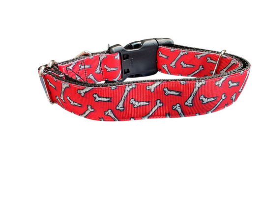 Bones Red Nylon Dog Collar | Purrfect Pet Kingdom