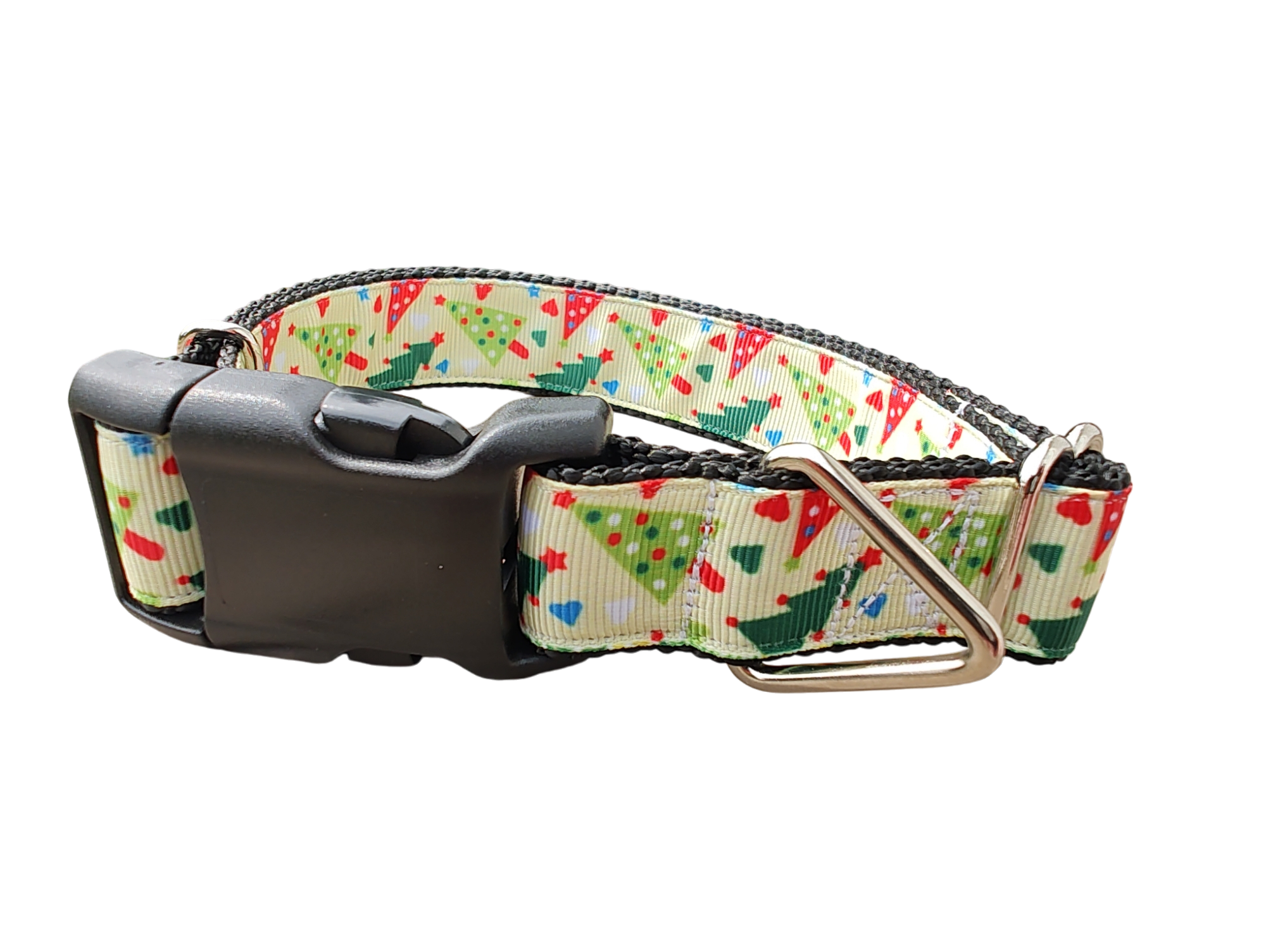 Red and Green Christmas Trees Nylon Dog Collar | Purrfect Pet Kingdom