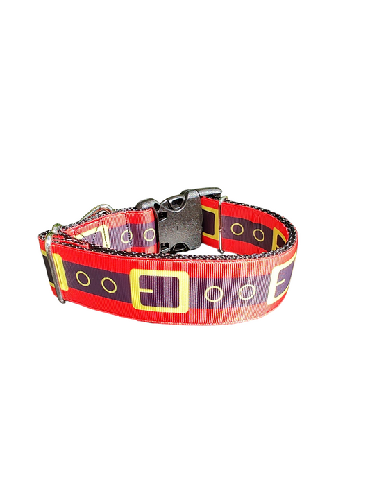 1.5" Wide Santa's Belt Nylon Dog Collar | Purrfect Pet Kingdom