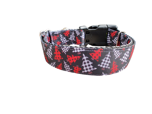 Red And Black Gingham Trees Nylon Dog Collar | Purrfect Pet Kingdom