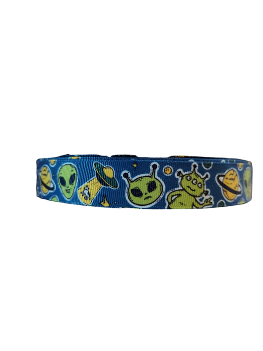 Green Aliens Nylon Dog Collar