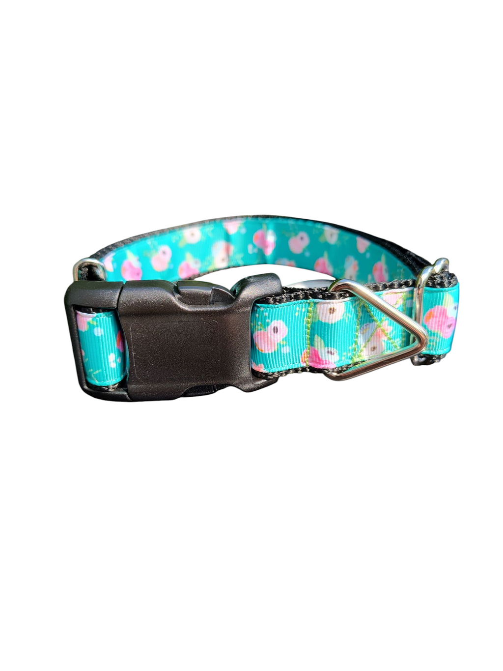 Floral on Green Nylon Dog Collar
