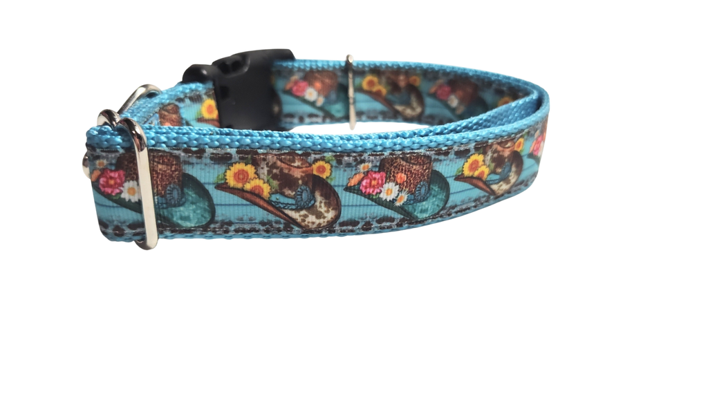 Cowboy Hats and Flowers Nylon Dog Collar