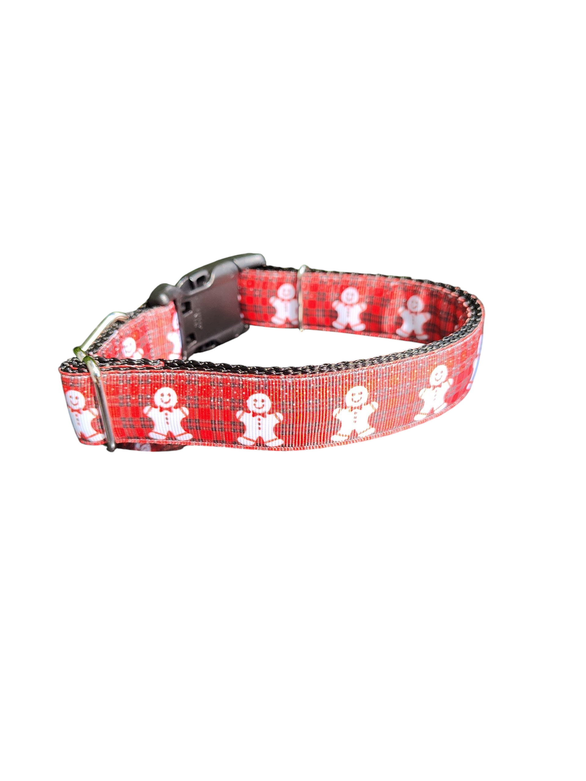Plaid Gingerbread Man Nylon Dog Collar