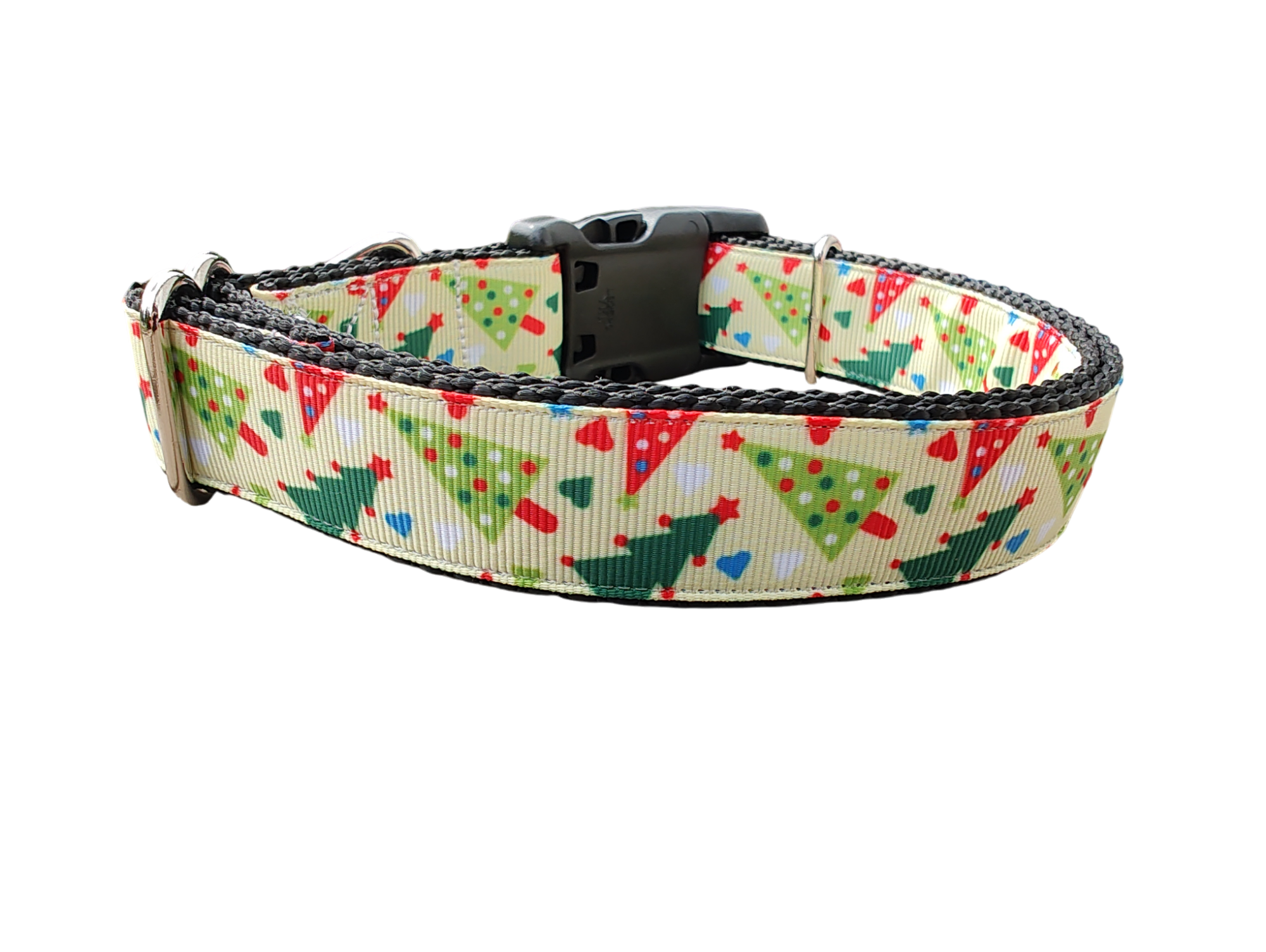 Red and Green Christmas Trees Nylon Dog Collar | Purrfect Pet Kingdom