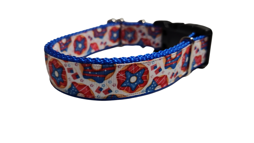 Patriotic Donuts Nylon Dog Collar