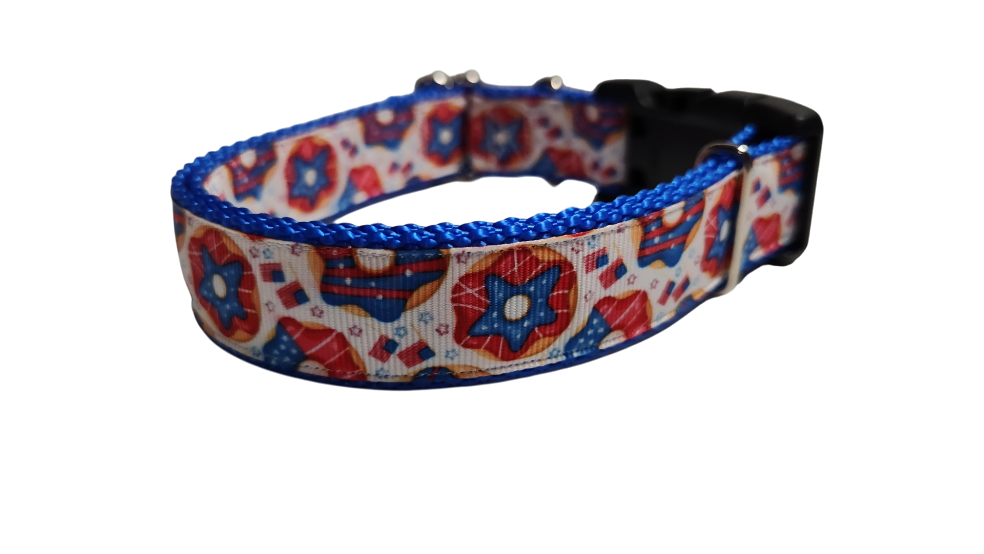 Patriotic Donuts Nylon Dog Collar