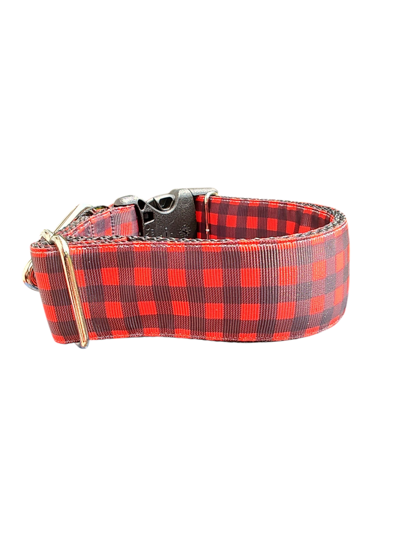 1.5" Wide Red Plaid Nylon Dog Collar | Purrfect Pet Kingdom