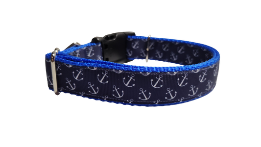 Blue Anchors Nylon Dog Collar | Purrfect Pet Kingdom