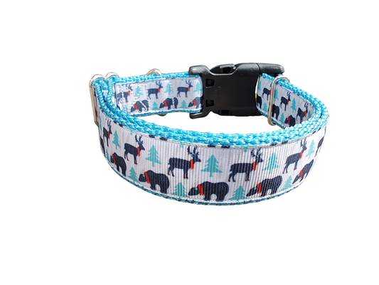 Bears and Deer Winter Nylon Dog Collar | Purrfect Pet Kingdom