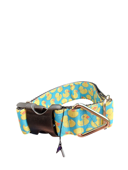 1.5" Wide Teal Rubber Duckies Nylon Dog Collar | Purrfect Pet Kingdom
