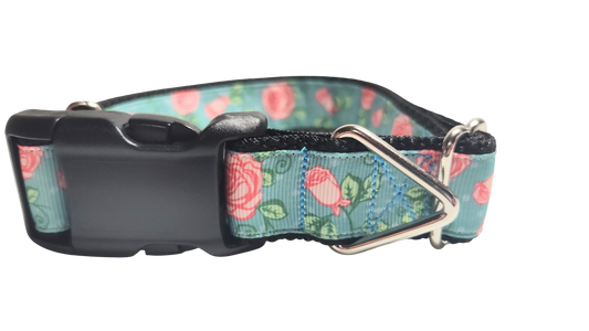 Roses on Blue Nylon Dog Collar | Purrfect Pet Kingdom