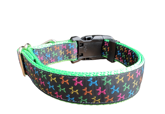 Balloon Dog Neon Green Nylon Dog Collar MD, LG, XL, Leash | Purrfect Pet Kingdom