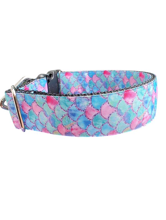 1.5" Wide Mermaid Scales Nylon Dog Collar | Purrfect Pet Kingdom