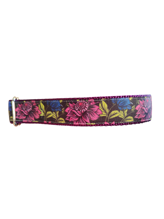 Pink & Blue Flowers Nylon Dog Collar | Purrfect Pet Kingdom