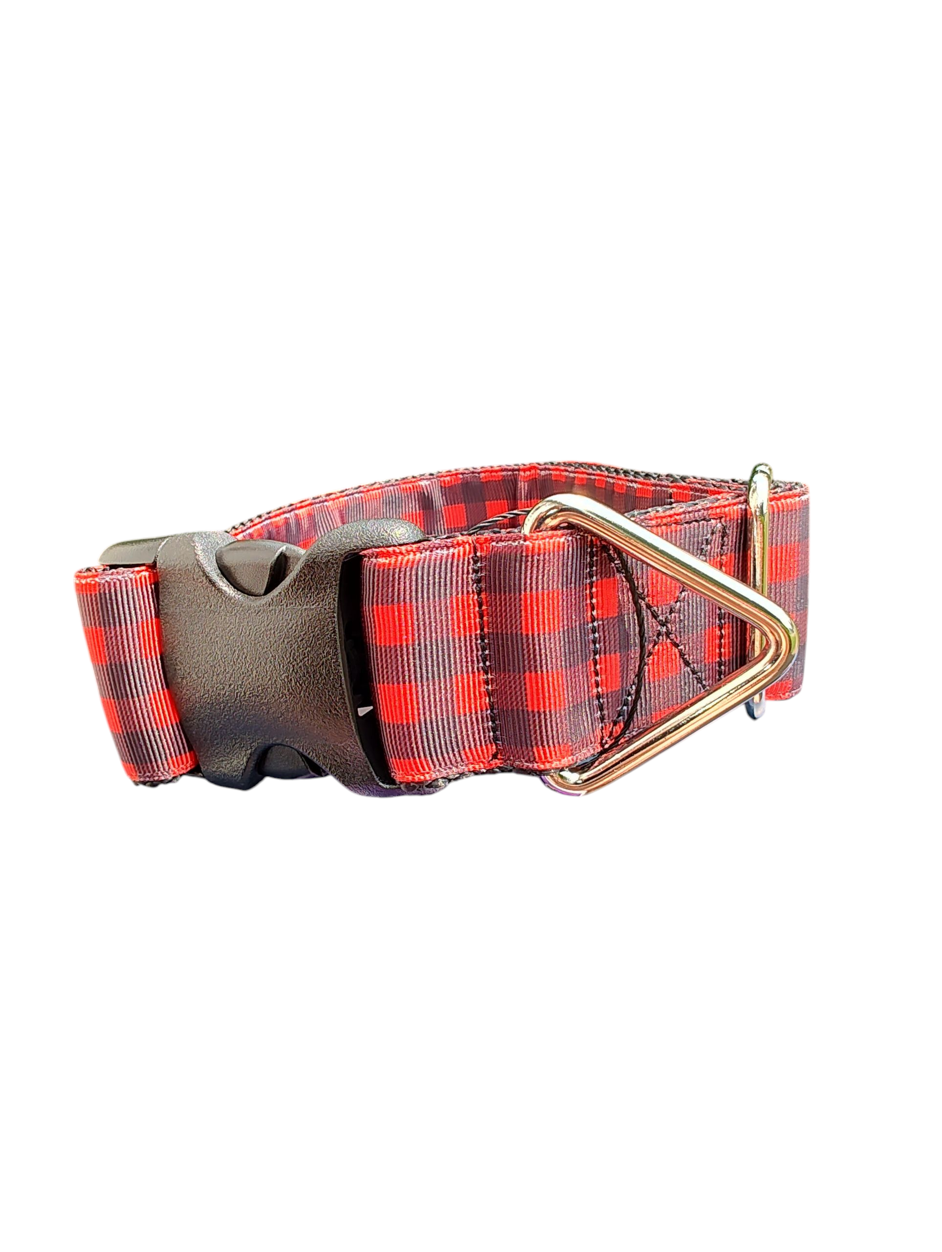 1.5" Wide Red Plaid Nylon Dog Collar | Purrfect Pet Kingdom