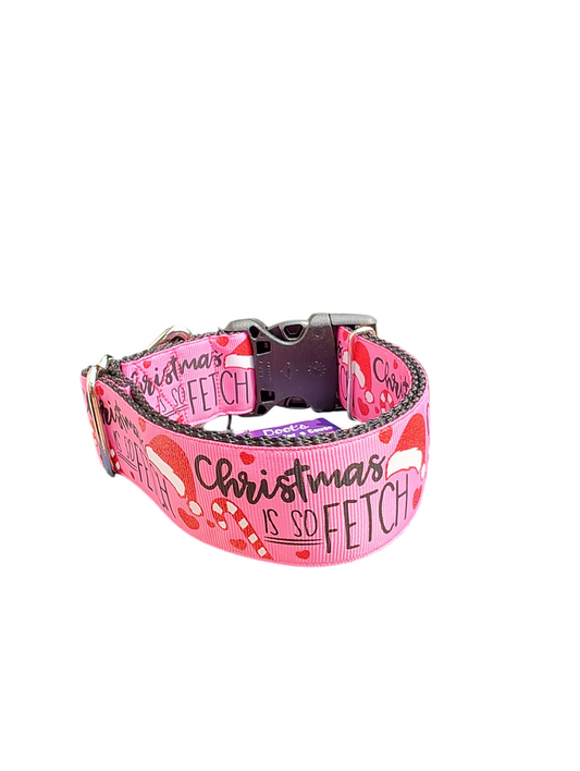 1.5" Wide Christmas Is So Fetch Nylon Dog Collar | Purrfect Pet Kingdom