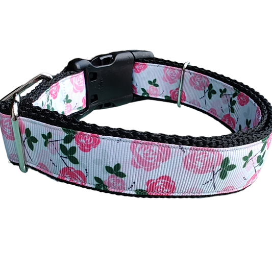 Pink Roses Nylon Dog Collar | Purrfect Pet Kingdom
