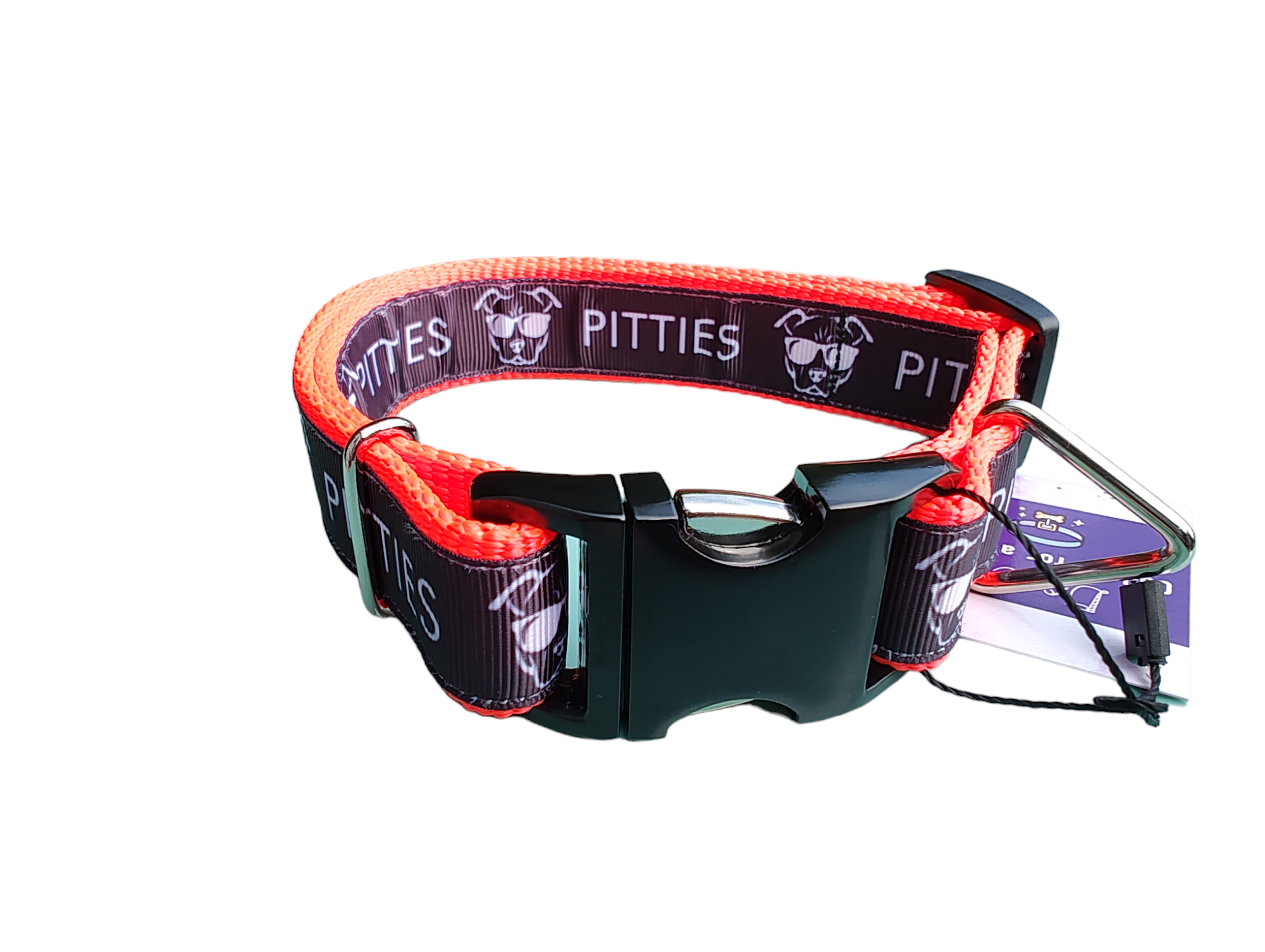 Pitties Super Heavy Orange Nylon Dog Collar, Leash | Purrfect Pet Kingdom
