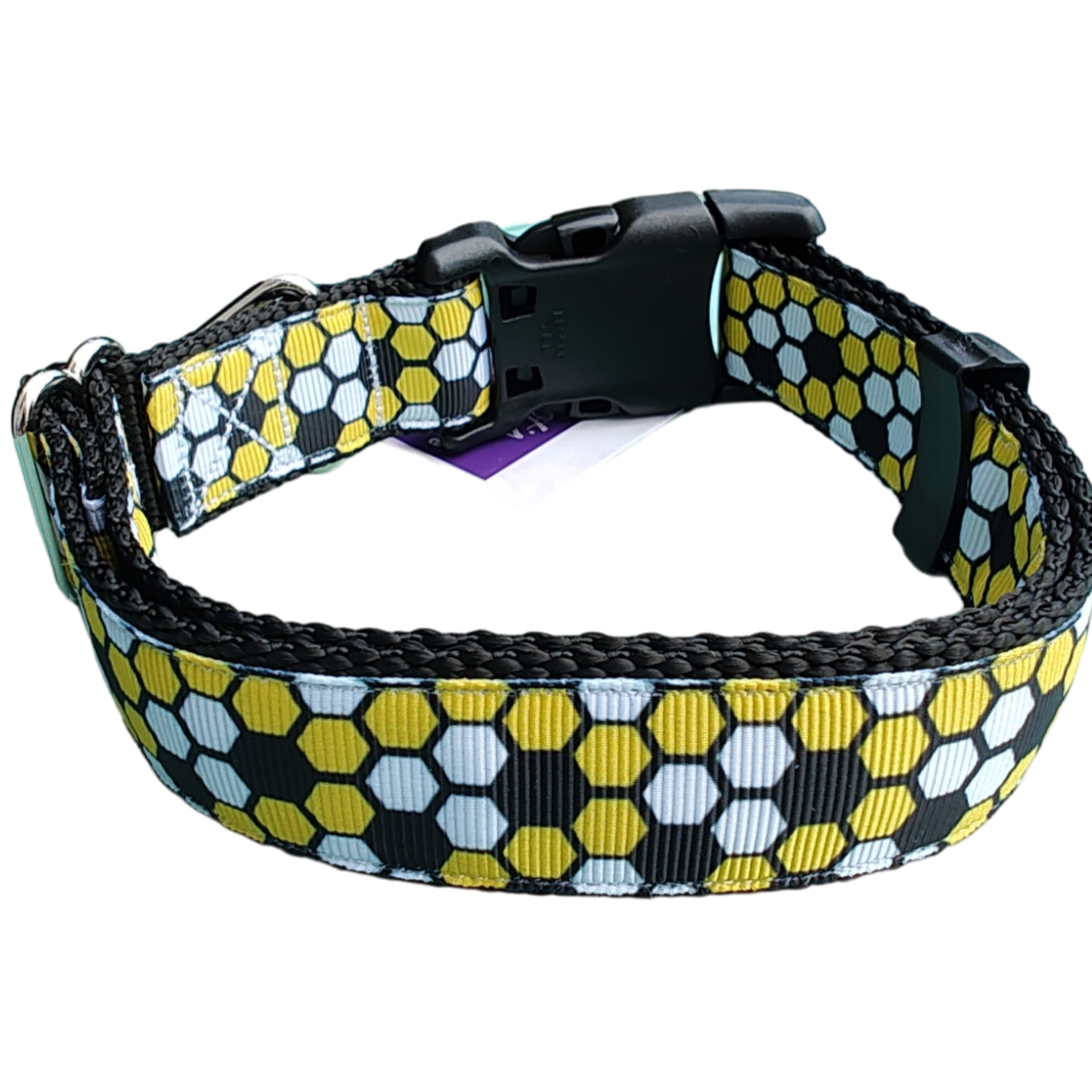 Beehive Black Nylon Dog Collar MD, LG, XL, Leash | Purrfect Pet Kingdom