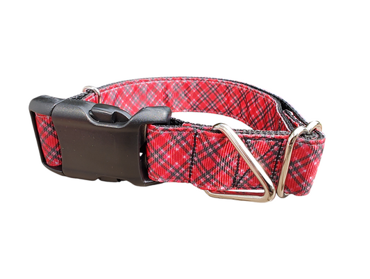 Red / Pink Plaid Christmas Nylon Dog Collar | Purrfect Pet Kingdom