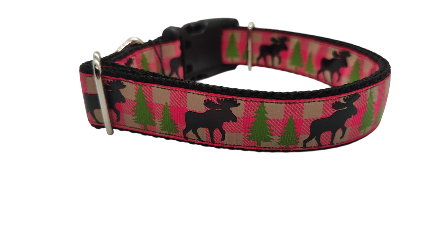 Pink Moose Nylon Dog Collar | Purrfect Pet Kingdom