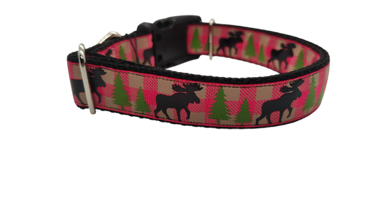 Pink Moose Nylon Dog Collar | Purrfect Pet Kingdom