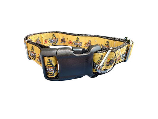 Bees and Gnomes Nylon Dog Collar | Purrfect Pet Kingdom