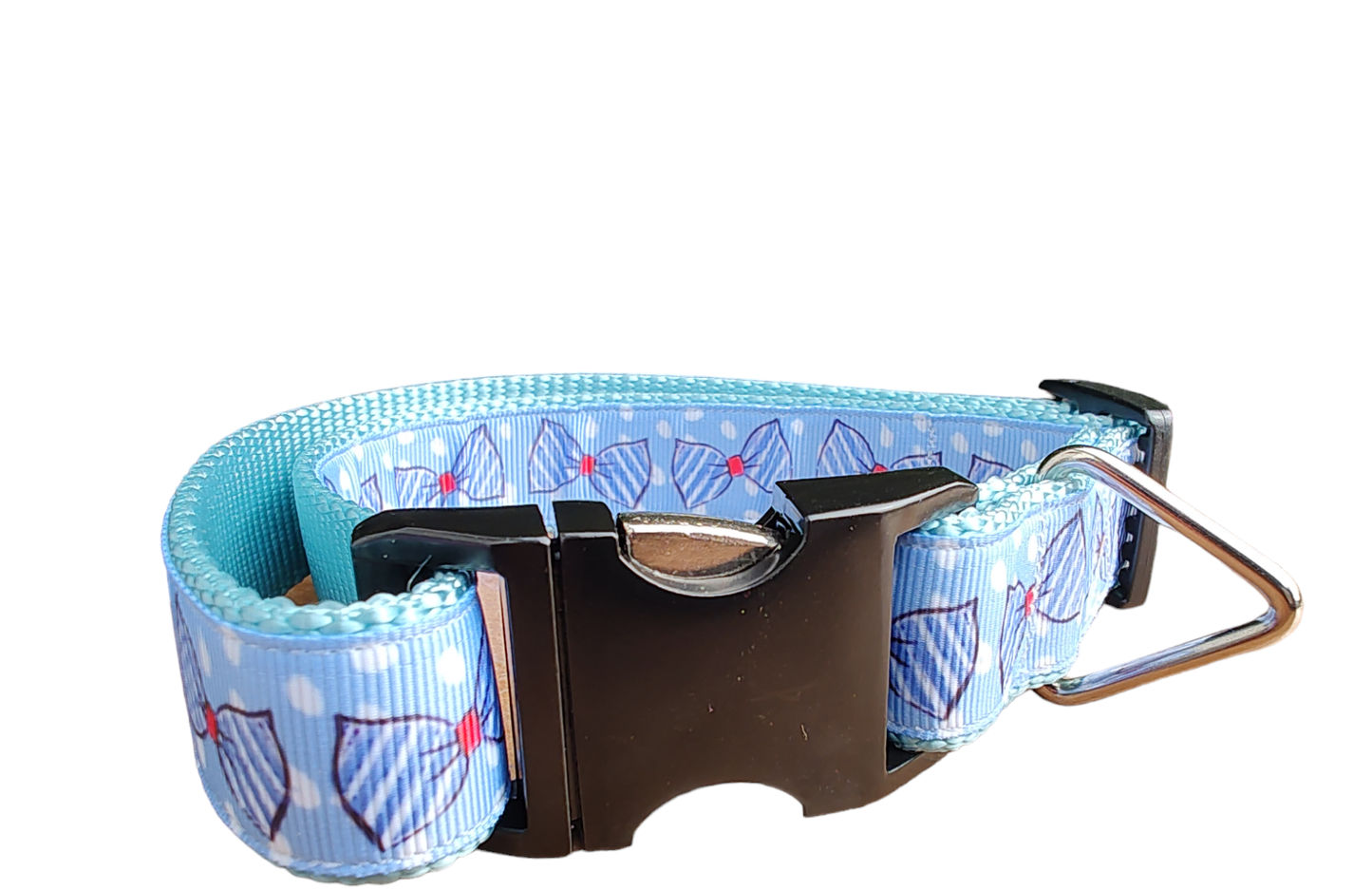 Blue Bow Ties Light Blue Nylon Dog Collar MD, LG, XL, Leash, Martingale | Purrfect Pet Kingdom