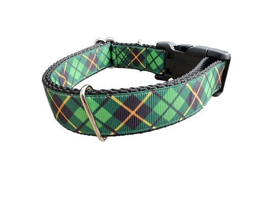 Green and Gold Plaid Nylon Dog Collar | Purrfect Pet Kingdom