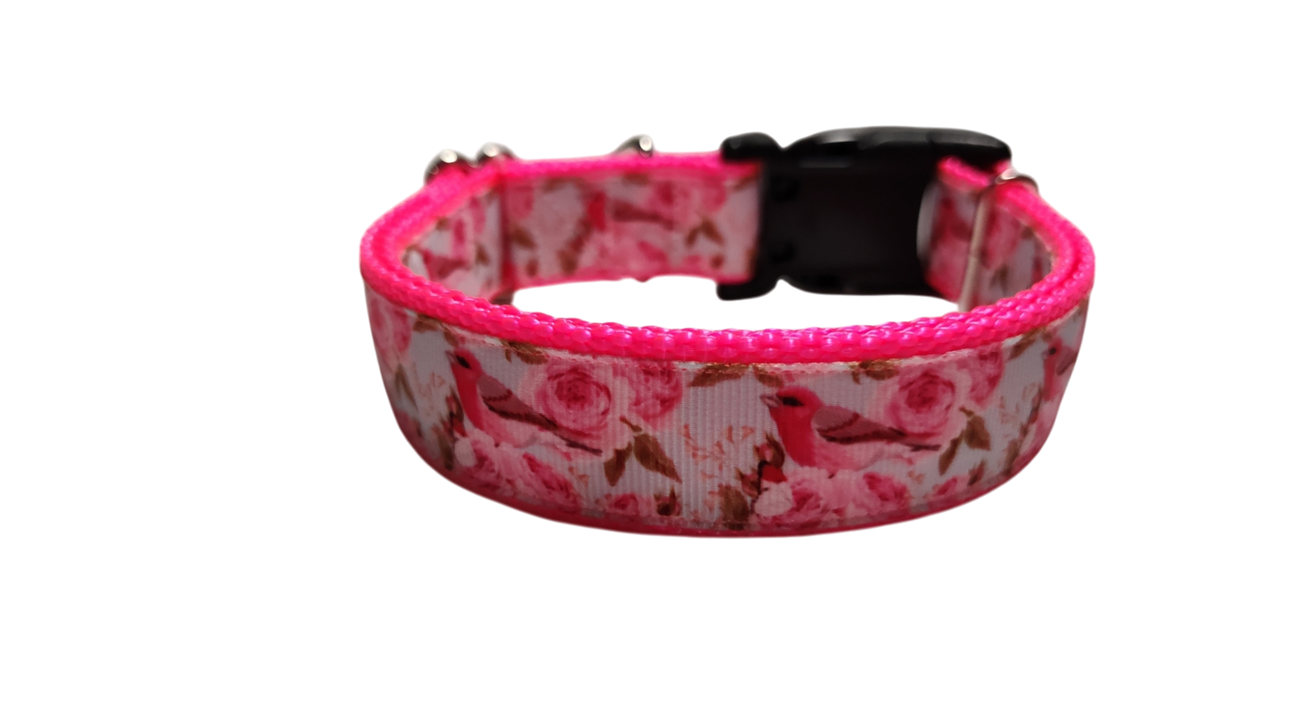 Rose Finch Bird Nylon Dog Collar | Purrfect Pet Kingdom