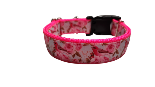 Rose Finch Bird Nylon Dog Collar | Purrfect Pet Kingdom