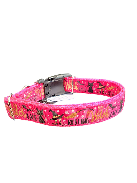Resting Witch Face Nylon Dog Collar | Purrfect Pet Kingdom