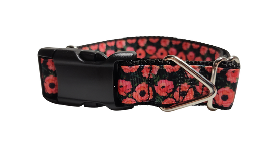Red Poppy Flowers Nylon Dog Collar | Purrfect Pet Kingdom
