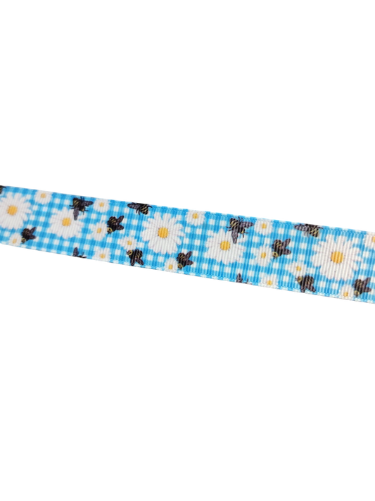 Daisy Bee Gingham Nylon Dog Collar