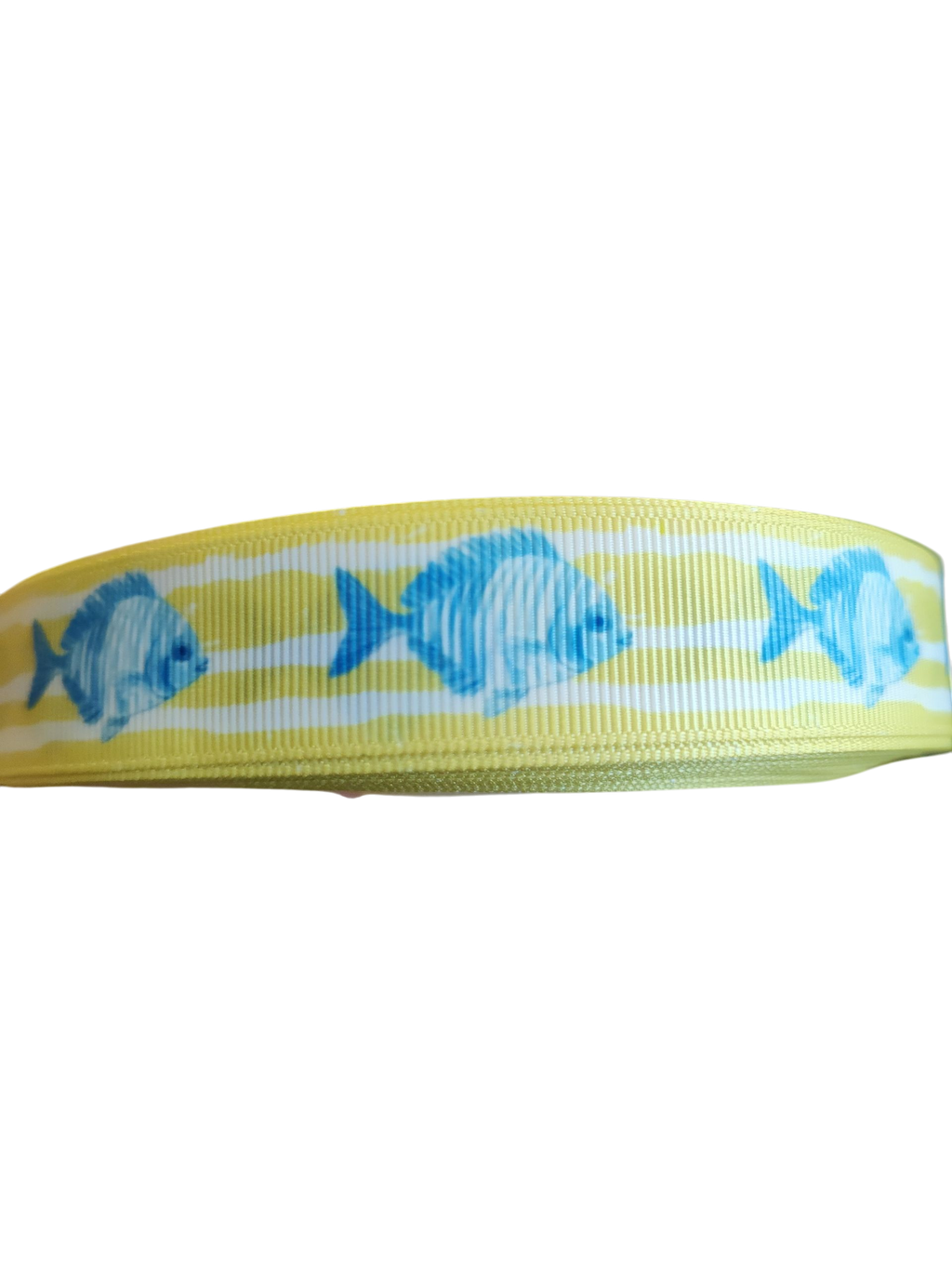 Fish On Yellow Stripes Nylon Dog Collar