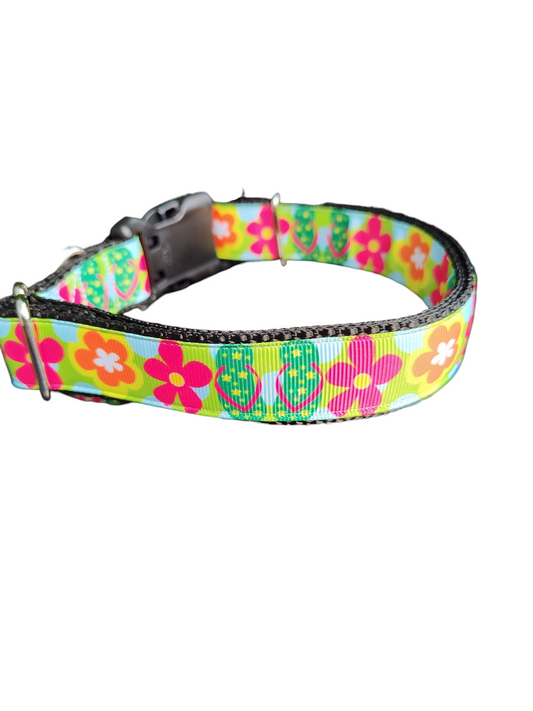 Flip Flops and Flowers Nylon Dog Collar | Purrfect Pet Kingdom