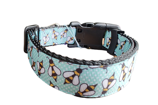 Blue Bees Black Nylon Dog Collar MD, LG, XL, Leash | Purrfect Pet Kingdom