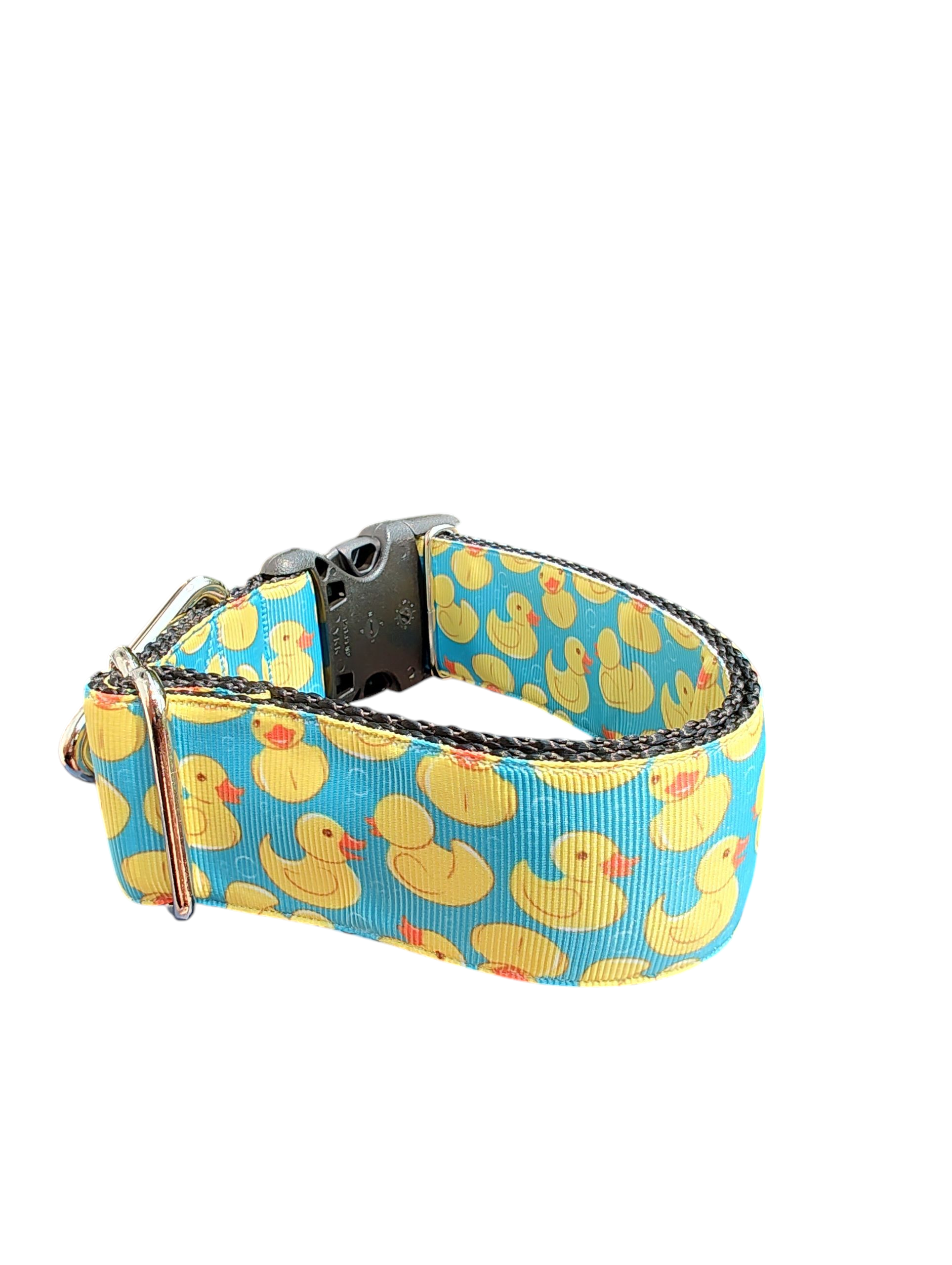 1.5" Wide Teal Rubber Duckies Nylon Dog Collar | Purrfect Pet Kingdom