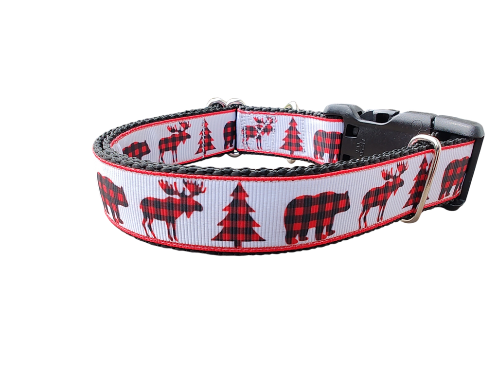 Buffalo Check Forest Nylon Dog Collar
