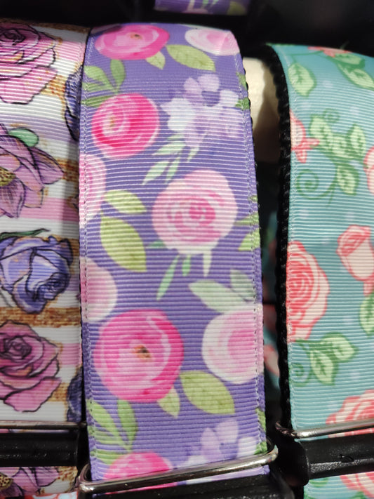1.5" Wide Flowers on Purple Nylon Dog Collar | Purrfect Pet Kingdom