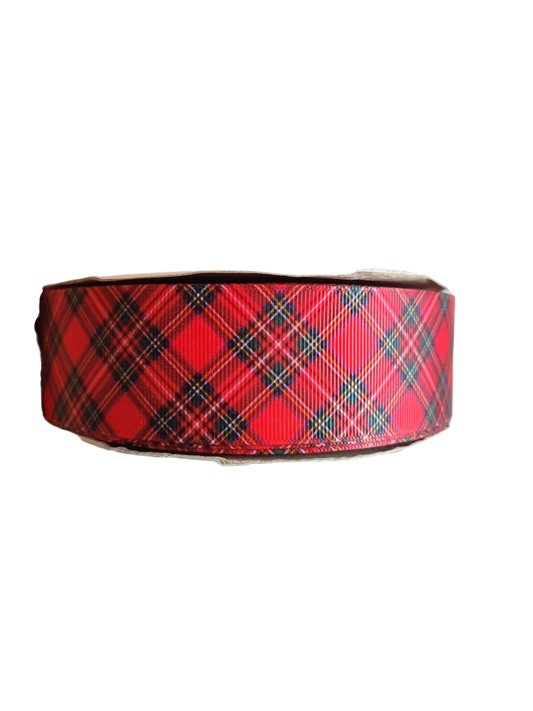 1.5" Wide Red and Black Tartan Plaid Nylon Dog Collar | Purrfect Pet Kingdom