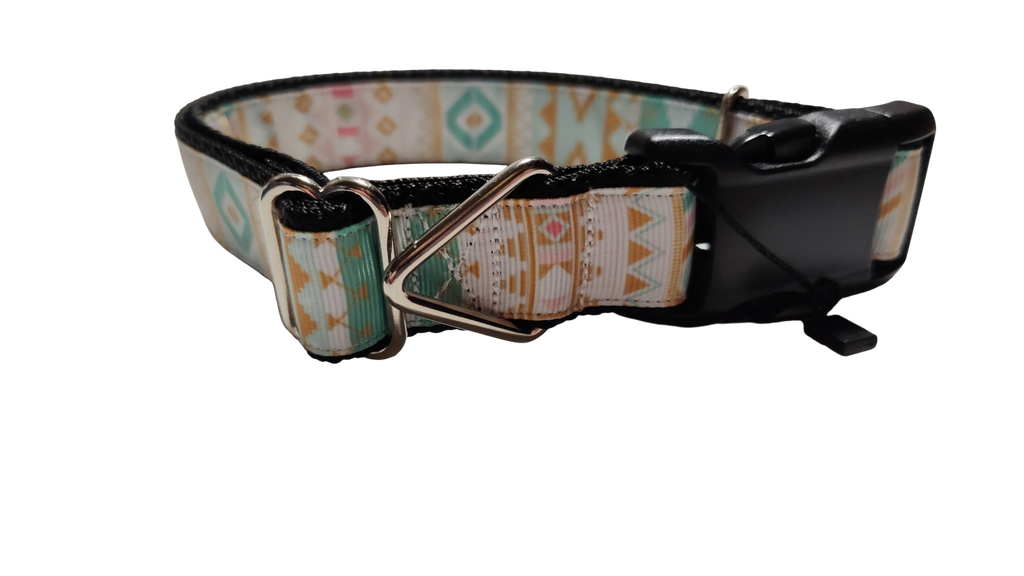 White and Gold Tribal Nylon Dog Collar | Purrfect Pet Kingdom