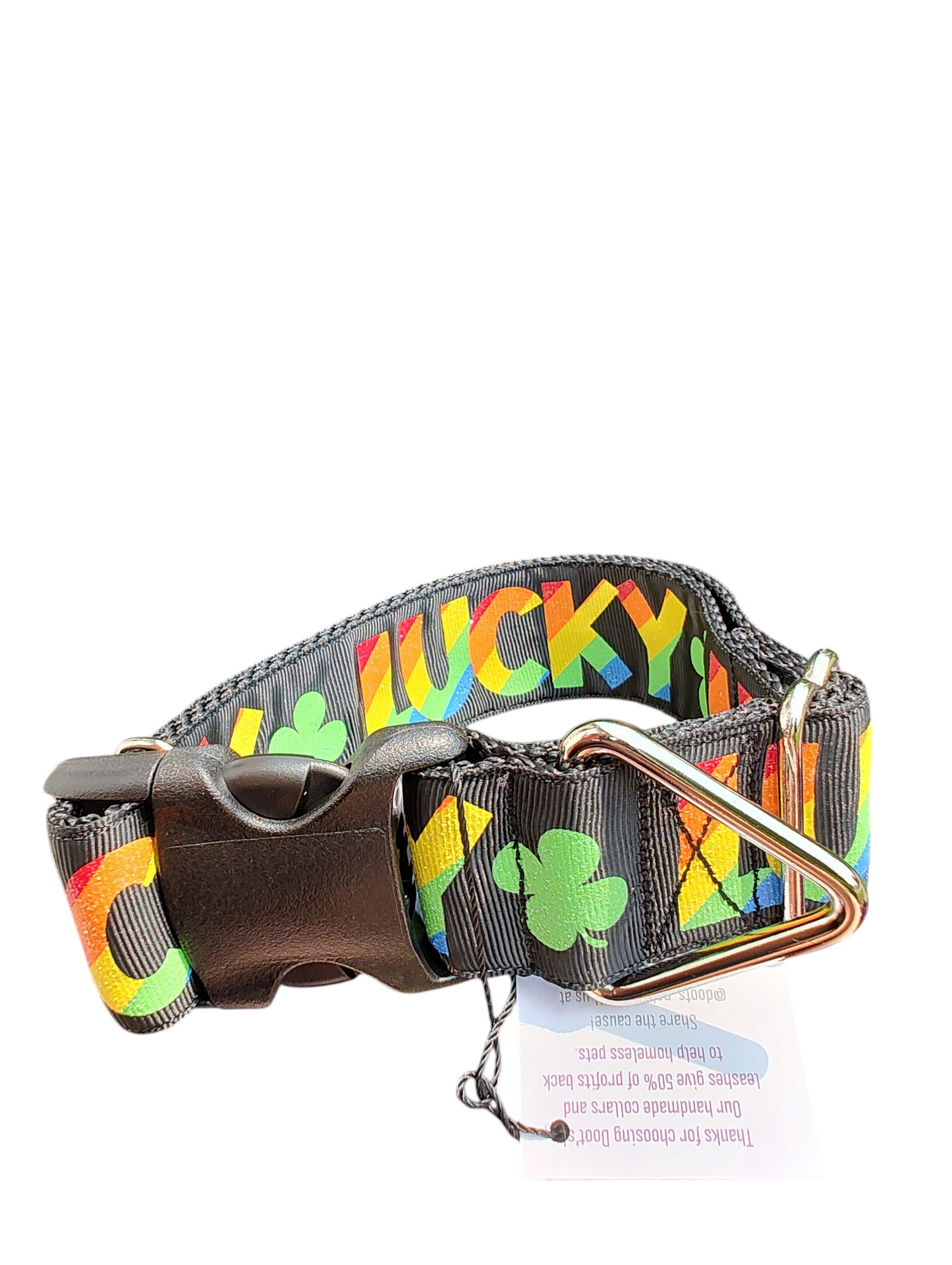 1.5" Wide Lucky Rainbow Clover Nylon Dog Collar | Purrfect Pet Kingdom