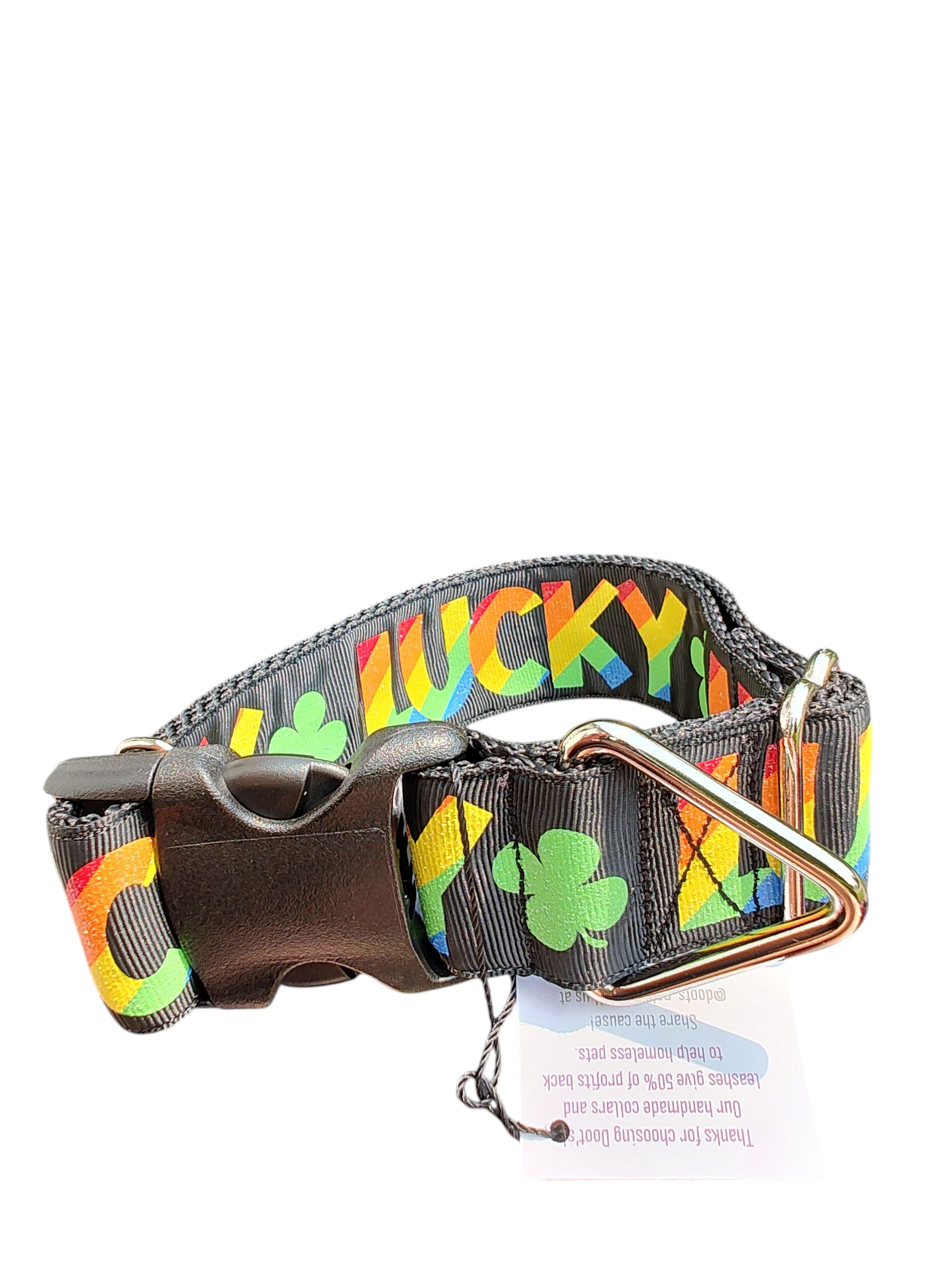 1.5" Wide Lucky Rainbow Clover Nylon Dog Collar | Purrfect Pet Kingdom