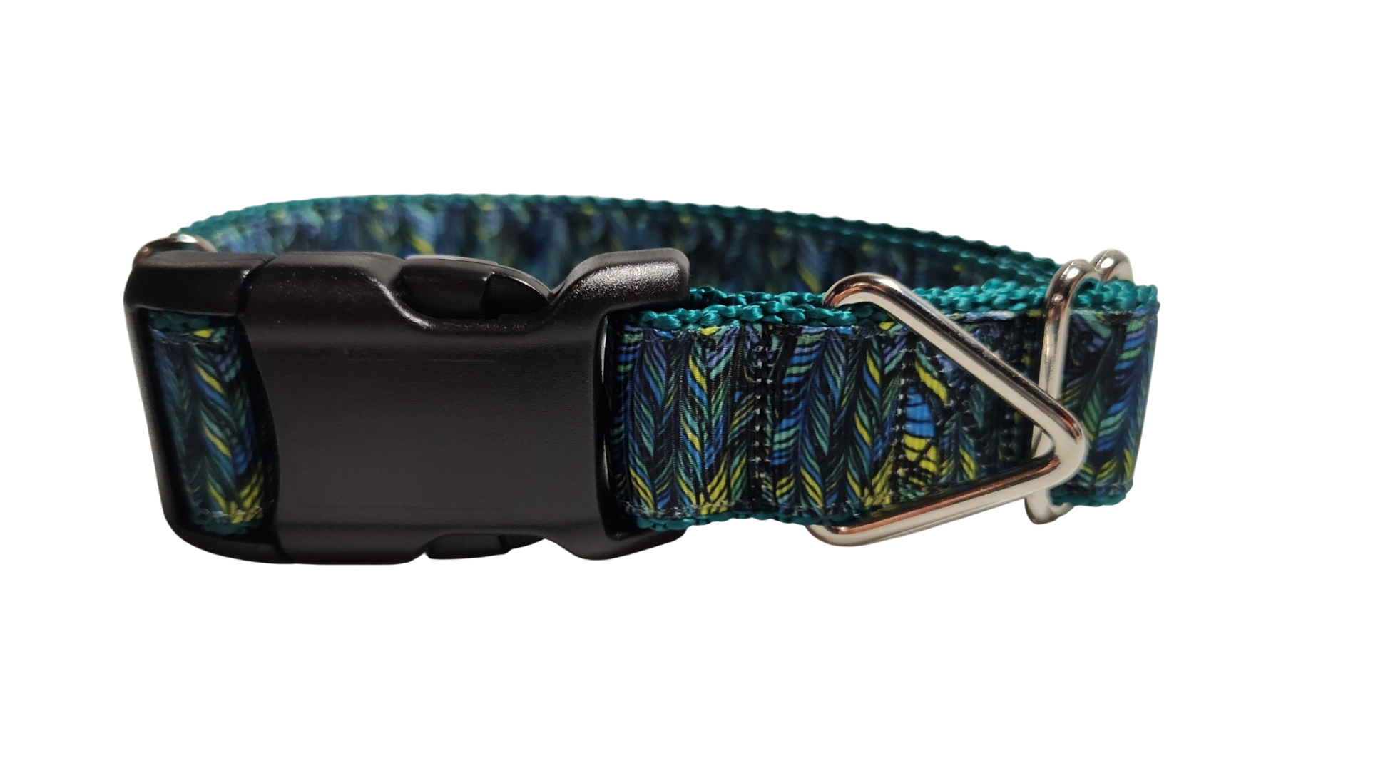 Green Feathers Pattern Nylon Dog Collar | Purrfect Pet Kingdom