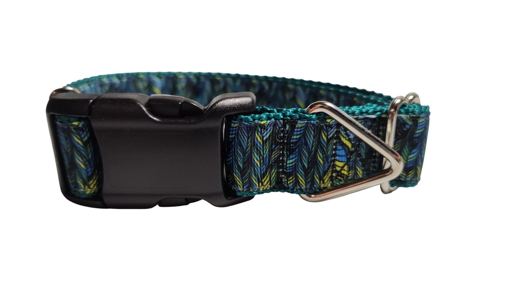 Green Feathers Pattern Nylon Dog Collar | Purrfect Pet Kingdom