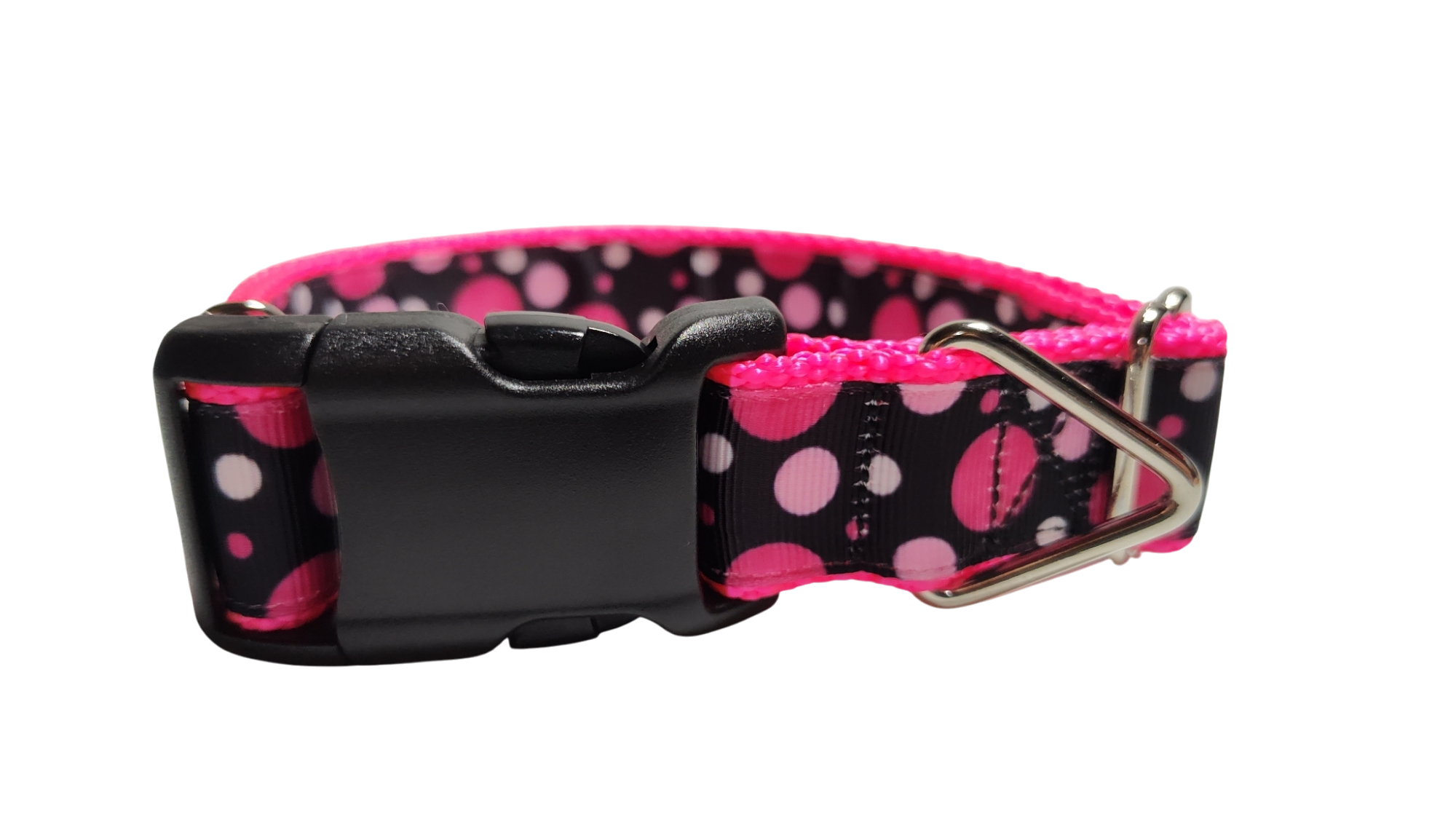 Pink Polka Dots Pattern Nylon Dog Collar